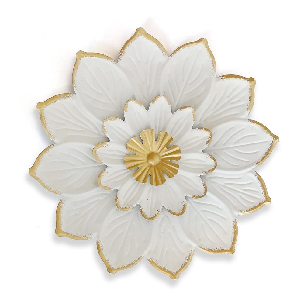 Metal Flower Wall Art Decor, Outdoor Yard Black And Gold Wall Decor,9.2“modern😏